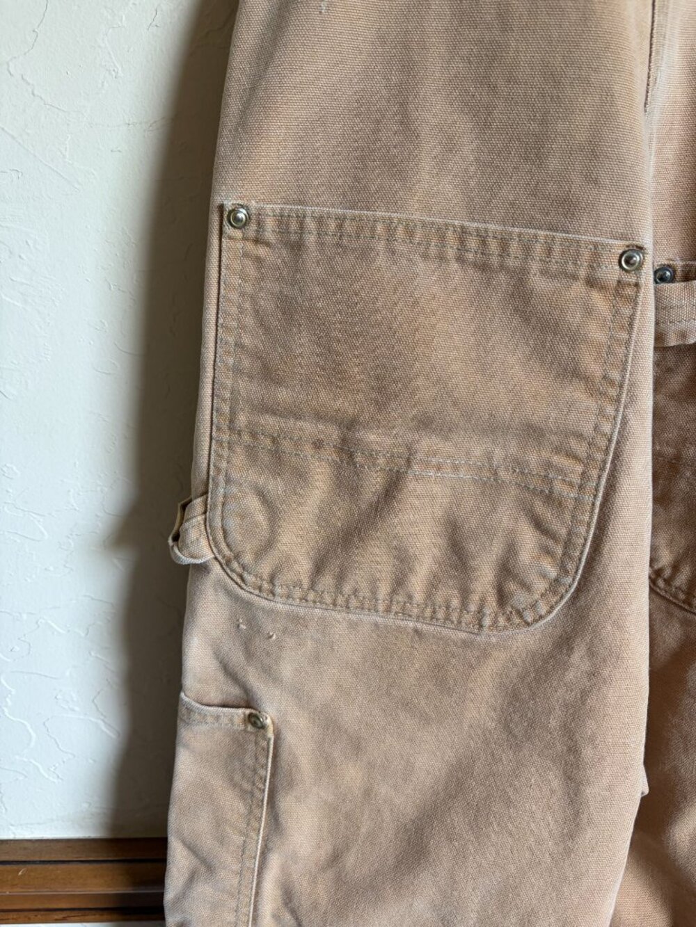 Carhartt Overalls Tan Khaki Duck Canvas Coveralls Men's US Medium Workwear - Picture 8 of 11